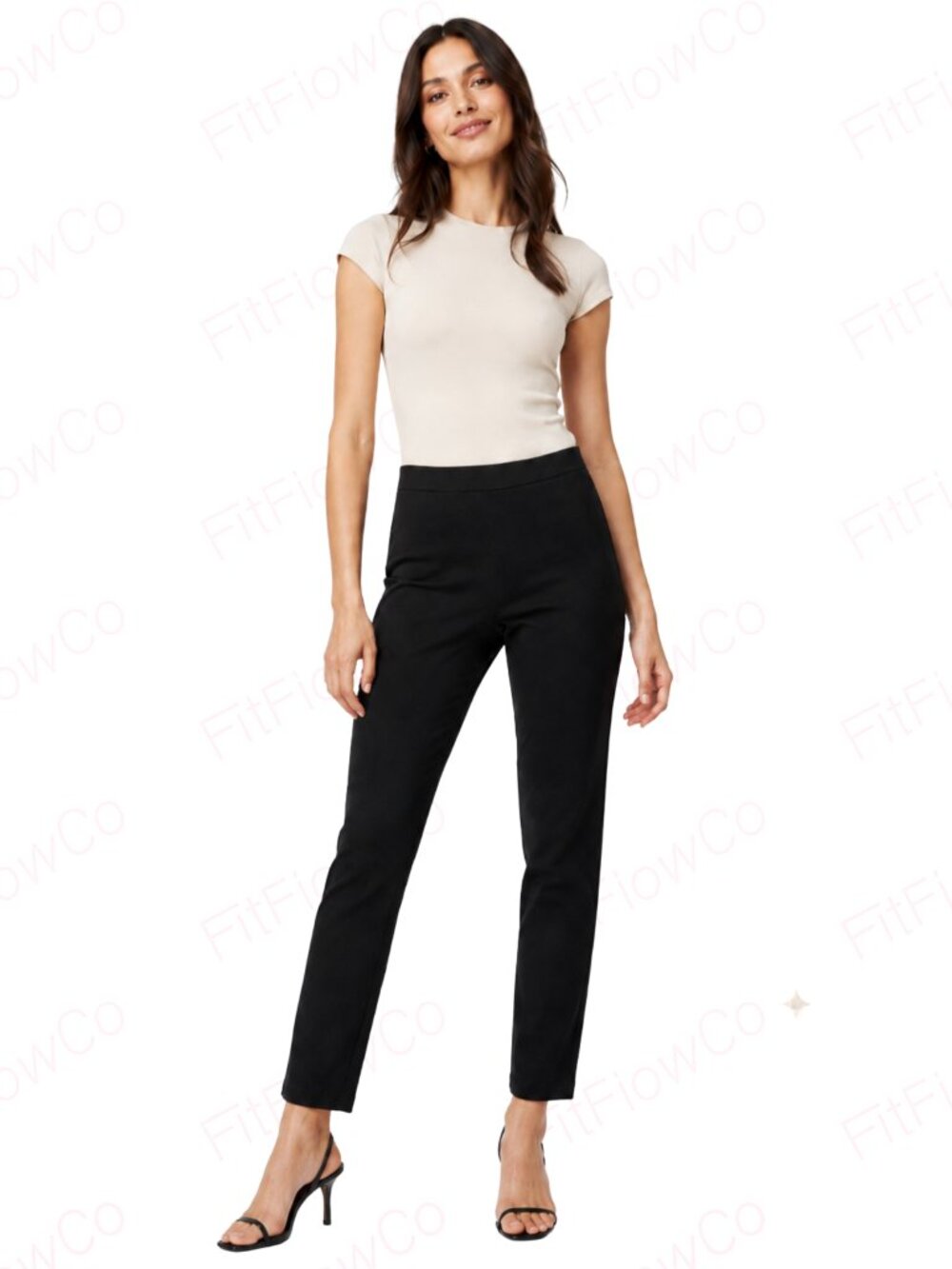 Calvin Klein Black Pull On Slim Ankle Pants Women Size 10 Stretch Ponte